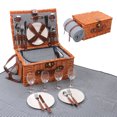 thumbnail image 2 of Willow Picnic Basket for 4 Persons with Insulated Compartment, Picnic Basket Sets with Utensils Cutlery Perfect for Valentine Day Wedding, Wicker Hamper for Outdoor Patio Lawn Garden Picnic & Camping, 2 of 8