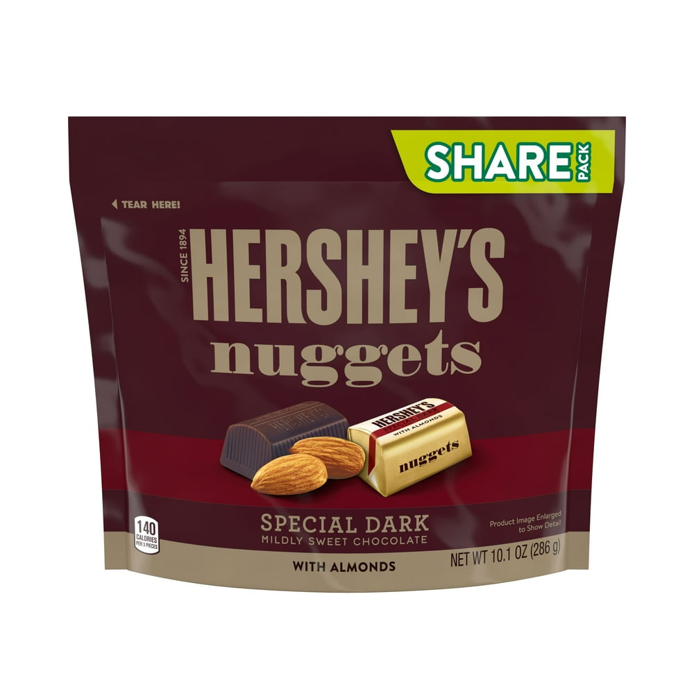 HERSHEY'S NUGGETS Special Dark Chocolate with Almonds Candy, Share Pack