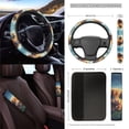 thumbnail image 3 of Yuyamidu Highland Cow Car Seat Cover Set of 15 Cute Steering Wheel Cover Seat Belt Covers Trash Bag Air Vent Holder Rear View Mirror Cover Car Cup Coasters Key Chain Auto Interior Accessories, 3 of 7