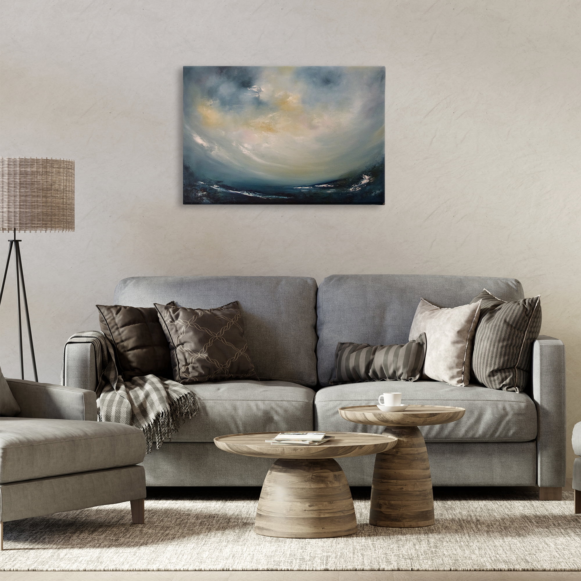 Stupell Industries Sun Through Storm Clouds Abstract Painting Wrapped Canvas Art Print Wall Art, 30 x 20