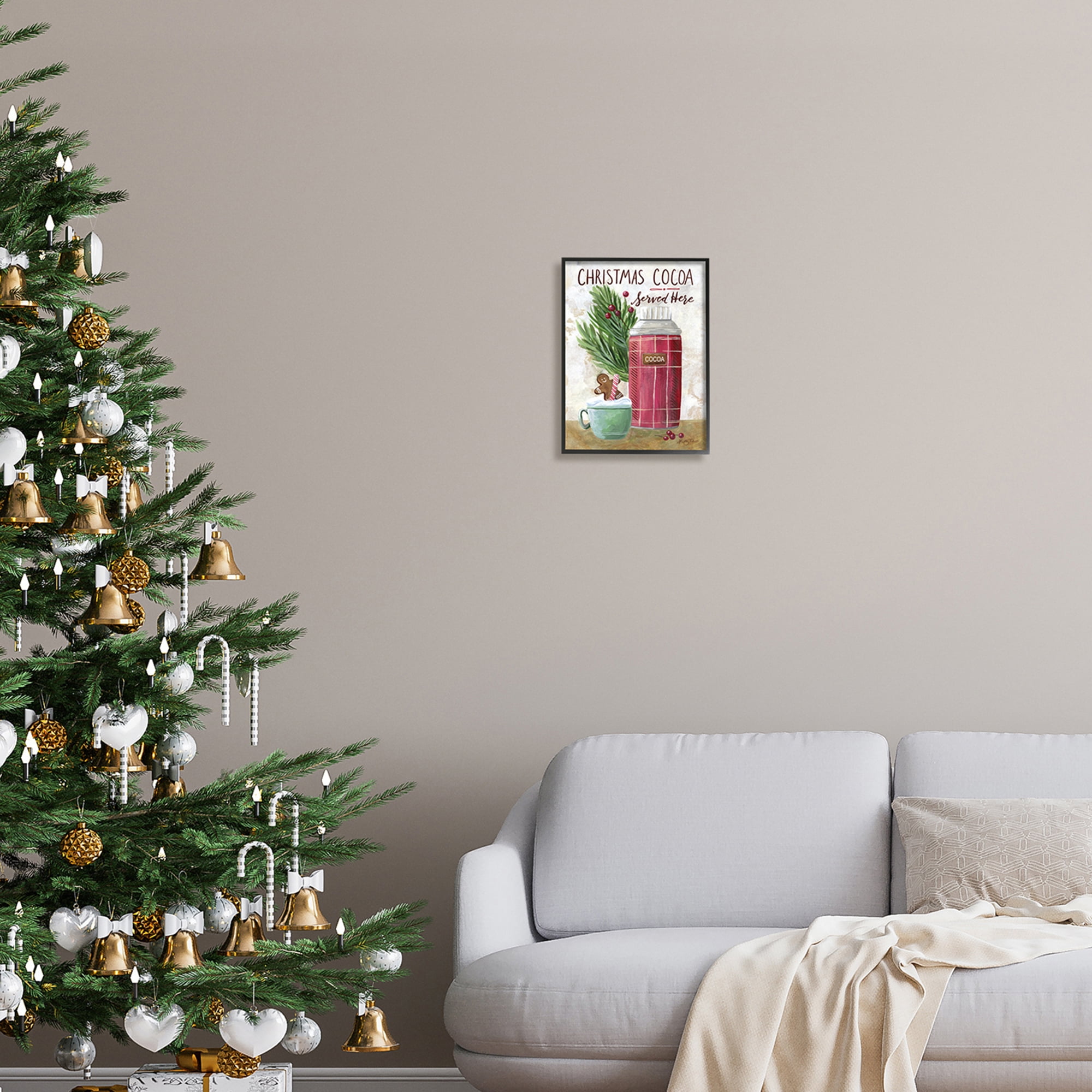Christmas Hot Cocoa Festive Mug Gingerbread Man Food & Beverage Graphic Art Framed Art Print Wall Art
