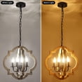 thumbnail image 5 of Farmhouse Orb Chandelier, Rustic Wood Chandelier for Dining Room, 4-Light Pendant Light for Kitchen Island Hallway Foyer Entryway Bedroom, Adjustable Height, 5 of 7