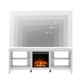 thumbnail image 3 of Fitueyes 70" Fireplace TV Stand for 75 Inch TV, Wood Entertainment Center with Electric Fireplace & Yellow LED Light for Living Room Bedroom, Gray White, 3 of 6