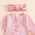 thumbnail image 4 of Kogui Newborn Clothes Neutral Newborn Baby Girl Boy Matching Outfits Knitted Romper Mitten Cuffs Jumpsuit Fall Clothes 0 3 6 9 12 18 24 Months (Pink,6-12 Months), 4 of 5