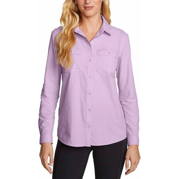 Eddie Bauer Womens Lightweight Long Sleeve Ripstop Mountain Shirt (Lilac Purple, X-Large)