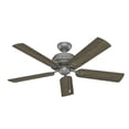 thumbnail image 2 of Hunter 52 inch Indoor Ceiling Fan with LED Lights - Ceiling Fan with Pull Chain, For Bedroom, Living Room, or Kitchen, Standard Mount, No Remote, 5 Blades - Shady Grove 52382, Matte Silver, 2 of 16