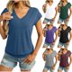 thumbnail image 1 of Sudadera con cremallera,Camiseta informal de manga corta con cuello en V para mujer, blusa de poliéster suave, tejido transpirable, uso diario, para uso doméstico e informal, sopatenor, 1 of 9