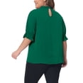thumbnail image 3 of Blusa de trabajo para mujer de tallas grandes Agnes Orinda, con pliegues, de manga corta, cuello simulado y mangas abullonadas, 4X, verde, 3 of 6