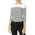 thumbnail image 3 of MODA NOVA Junior's Color Block Long Sleeve Striped T-Shirt Black-White M, 3 of 5
