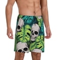 thumbnail image 2 of Fotbe Skull and Palm Leaves Pajama Shorts for Men, Men's Pajama Bottoms, Sleepwear,Short Pajama Pants-X-Large, 2 of 9