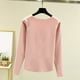 thumbnail image 5 of Blusa de manga larga para mujer, cuello redondo, botones delanteros, camisa informal de color liso, tela de rayón suave, ideal para uso diario y en casa, sopatenor, 5 of 9