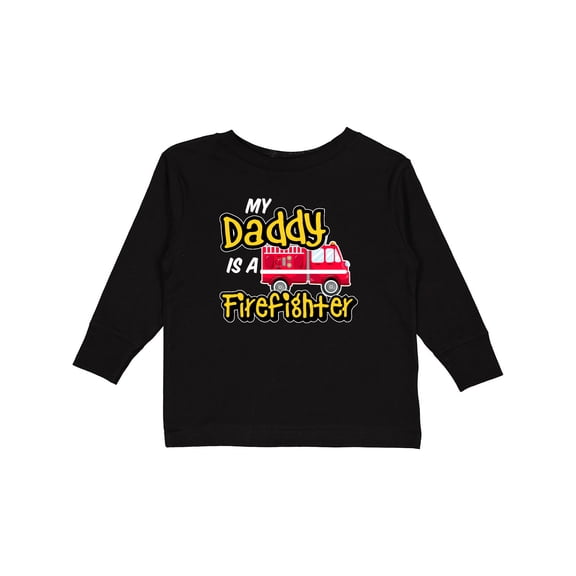 Inktastic My Daddy is a Firefighter with Fire Truck Boys or Girls Long Sleeve Toddler T-Shirt