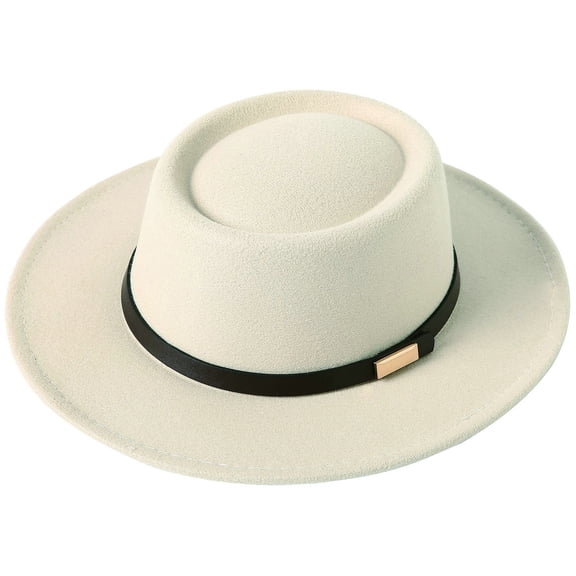 Women Vintage Wide Brim Warm Wool Fedora Hat Belt Panama Hat Felt Jazz Hat