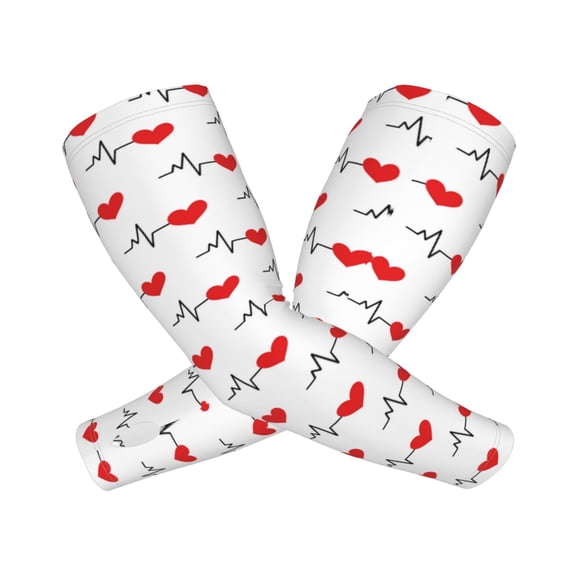 Picia Heartbeat Symbol Arm Sleeves for Men and Women - Tattoo Cover Up UPF 50  Cooling Sports Sleeve for Basketball Golf Football-One Size