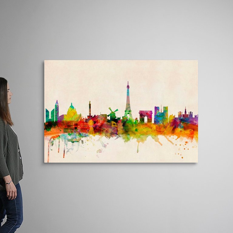 Wall Editions Poster Skyline Di Parigi Colorato - Michael Tompsett - 50x70 Cm - Stampa Su Carta Opaca 200g