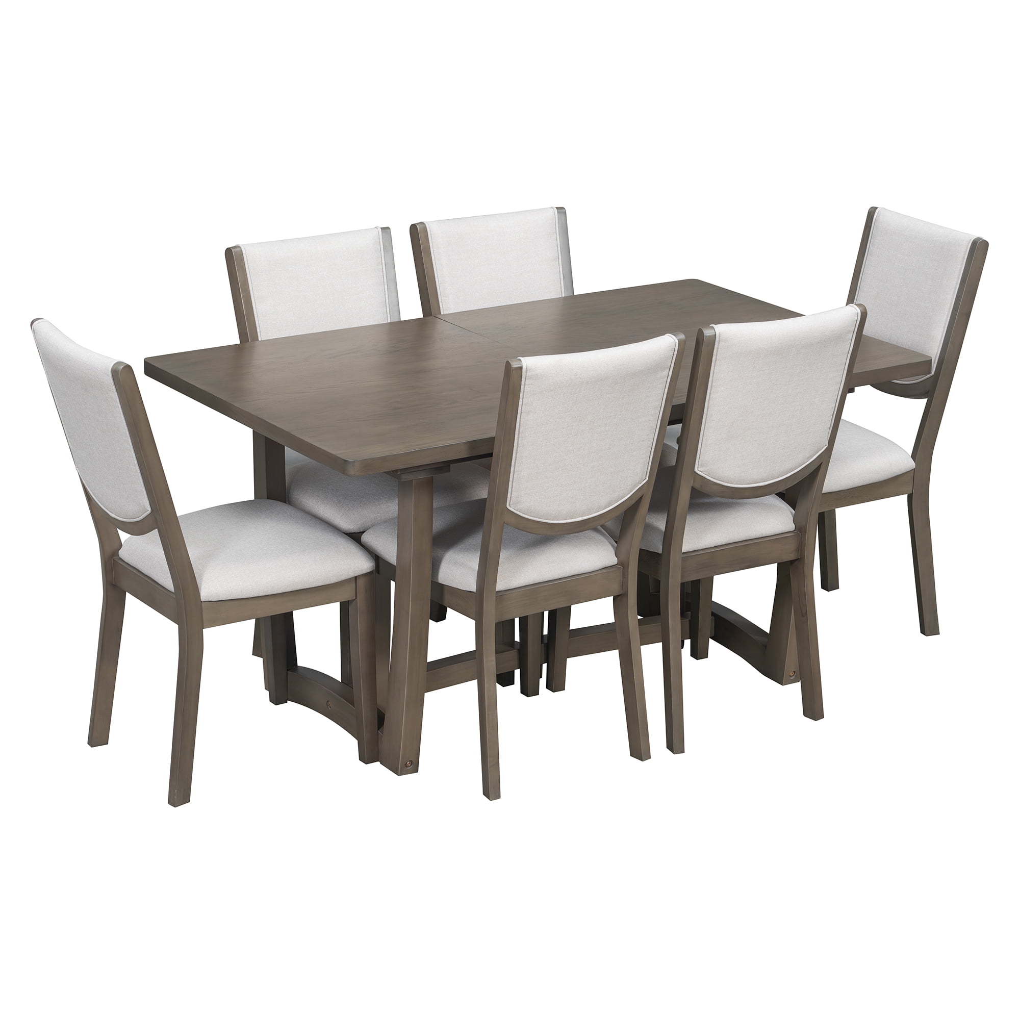 Dining Table Set 7-Piece Extendable with 6 Chairs, Rectangular Kitchen Table and Dining Set with Upholstered Chairs for Dining Room, Espresso