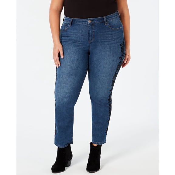 Style & Co Plus Size Cotton Brocade Trim Boyfriend Jeans Aspen 22W / 3x