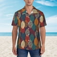thumbnail image 2 of Pofeuu Autumn Leaves Print Hawaiian Shirt for Men Sleeves Casual Button Down Summer Beach Dress Shirts T-Shirts,Large, 2 of 7