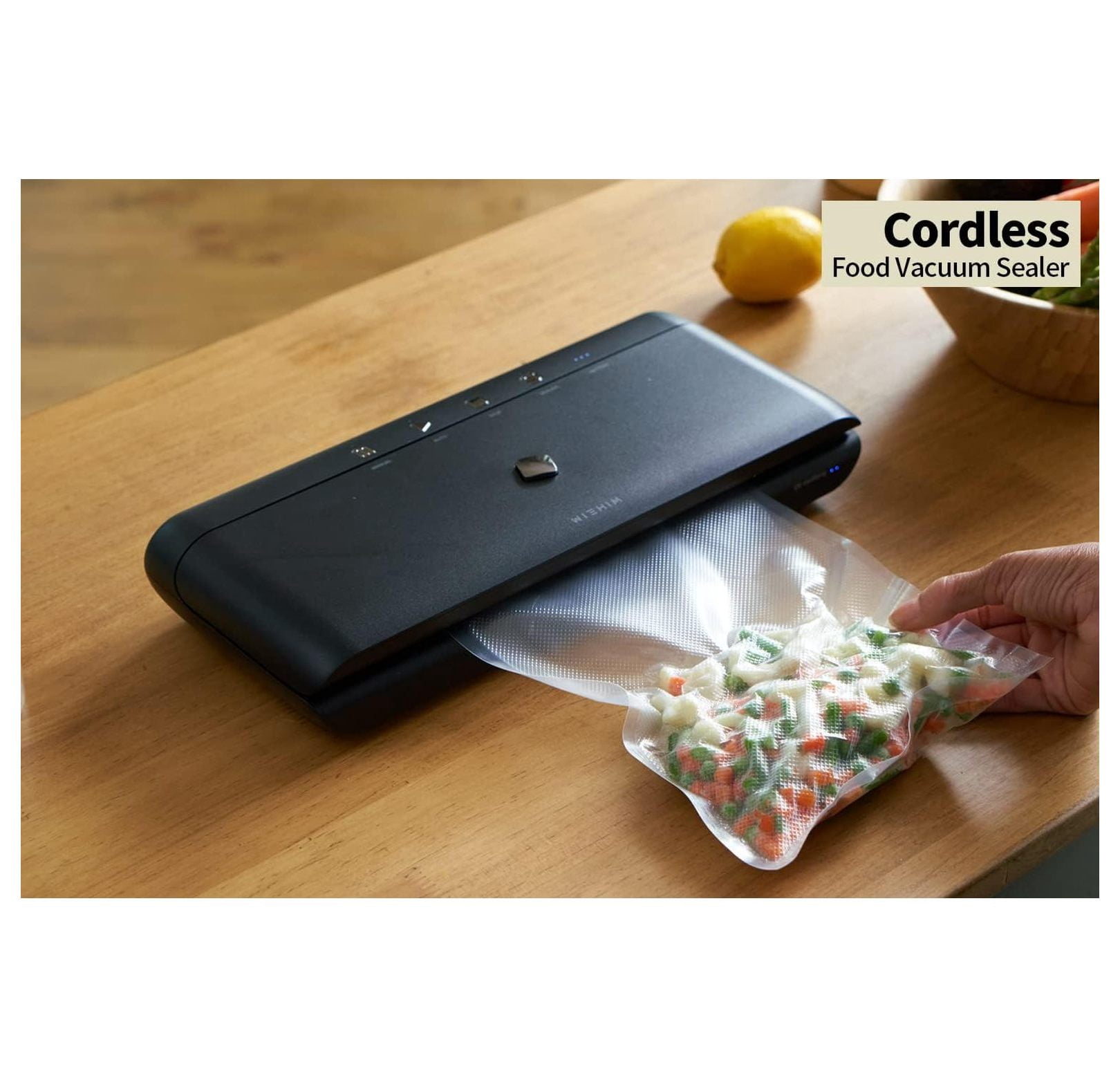 Cordless Vacuum Sealer Machine, Automatic Food Sealer for Kitchen, Portable Air Sealing System for Food Storage, Sous Vide, Wine, Containers - Includes 20 Bags