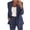 Dark Blue plus size blazer set a1, variant on Women Plus Size 2 Piece Blazer Set Open Front Long Sleeve Jacket Elastic Waisted Pants Matching Work Business Outfits Casual Solid Office Suit Tracksuit Travel Clothes, Black 2XL
