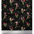 thumbnail image 1 of Soimoi Black Viscose Chiffon Fabric Clover Leaves Floral Print Fabric by the Yard 42 Inch Wide, 1 of 3