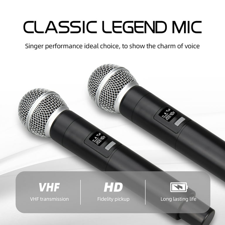 Talomen Microphone Sans Fil Professionnel,système De Microphone à 2.4 GHz Karaoké Dynamique Rechargeable Avec Récepteur,160ft Ext,pour Karaoké,Chants,Fêtes ,Soirées,DJ,Églises,Mariages,Discours,K60-2