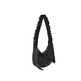 thumbnail image 4 of Madden NYC Women's Ruffled Ribbon Half Moon Nylon Handbag, Black, 4 of 5