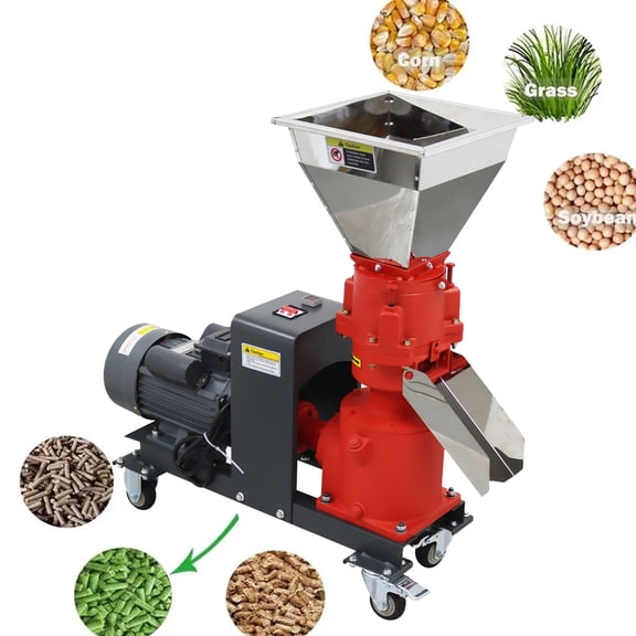 6MM Chicken Feed Pellet Mill Machine Animal Poultry Livestock Pellet Making Machine with 3 Head Press Rollers 220V