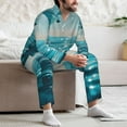 thumbnail image 7 of Lsque Turquoise Ocean Reflection Pattern Long Sleeve Pajama Set for Men - Soft 2-Piece Sleepwear and Loungewear Set with Pockets, Comfy Nightwear-Medium, 7 of 7