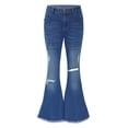 thumbnail image 4 of LiiYii Kids Girls High Waist Distressed Bell Bottom Stretchy Denim Pants Ripped Flared Jeans Trousers Blue 10, 4 of 7