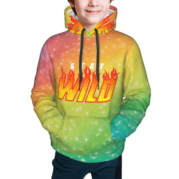 Ben Azelart Stay Wild Kids' Hoodie 3d Print Sweatshirt Soft Pullover Hooded With Big Pockets For Boys Or Girls Small