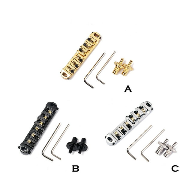 Electric Guitar Rollers Bridge Musical Instrument Saddle Repairing Maintenance Design Compact Replacement Bridges Parts Wrench Set Accessories Professionals Black