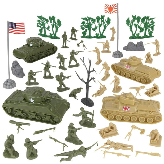 BMC CTS WW2 Battle of Saipan - Plastic Army Men 45pc Pacific Tank Battle Playset
