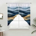 thumbnail image 5 of Mountains Blue Gold Kitchen Window Curtains, Swag Curtains Valance for Bedroom Living Room Bathroom, Modern Green Forest Trees Rod Pocket Window Treatment Curtain Block Drapes 2 Panels 28"x36", 5 of 9
