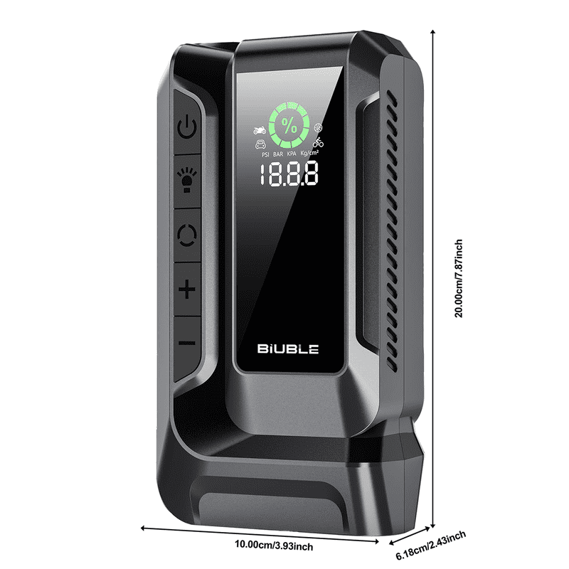 BIUBLE 6000A Car Jump Starter with Air Compressor 160PSI, Portable Jump Starter Battery Pack (14.0L Gas/12.0L Diesel, 70 Starts), QC3.0, LCD Display, 3-mode Flashlight & Jumper Cable