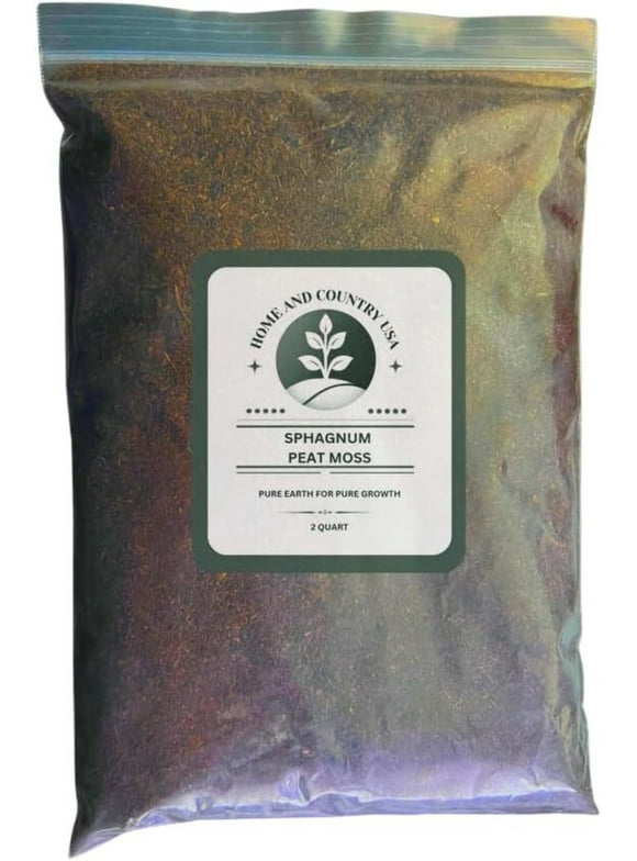 Home  Country USA - Sphagnum Peat Moss, 100% Organic Soil Conditioner, Enhanced Root Development (Peat Moss, 2 Quart)