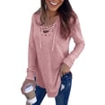 thumbnail image 4 of Lovebay Women's Long Sleeve V-Neck T-Shirt Tunic Tops Criss Cross Casual Blouse Shirts Pink S, 4 of 7