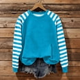 thumbnail image 2 of BVOFAR Long Sleeve Shirts for Women Oversized Crewneck Sweatshirts Fall Casual Striped Raglan Sleeve Pullover Trendy Cute Sweatshirt for Vacation Travel Date Office Work Light Blue S, 2 of 5