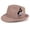 Khaki, variant on Felt Fedora Trilby Hat for Men Women Short Brim Vintage Jazz Panama Church Dress Hat with Feather Band - Brown