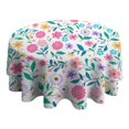 thumbnail image 4 of Pioneer Flower Floral Print Pattern Round Tablecloth 60"x60",Wrinkle Wipeable Table Cloth for Kitchen Dining Room Picnic Patio Party, 4 of 6
