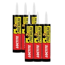 Loctite PL Premium Construction Adhesive, Versatile Construction Glue for Wood, Concrete, Stone & More - 10 oz Cartridge, Tan, Pack of 6