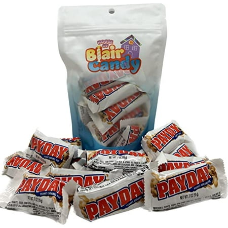 Blair Candy | Pay Day Snack Size Candy Bars | 1 Lb Resealable Stand Up Candy Bag | Peanut and Caramel Nougat | Individually Wrapped Candies | Bulk Party and Holiday Candy