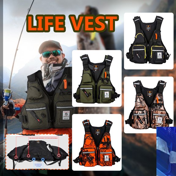 Ziloco Life Jacket Clearance sale Multi-Pocket Adult Life Jacket for Outdoor Fishing, Rowing Sports Vests