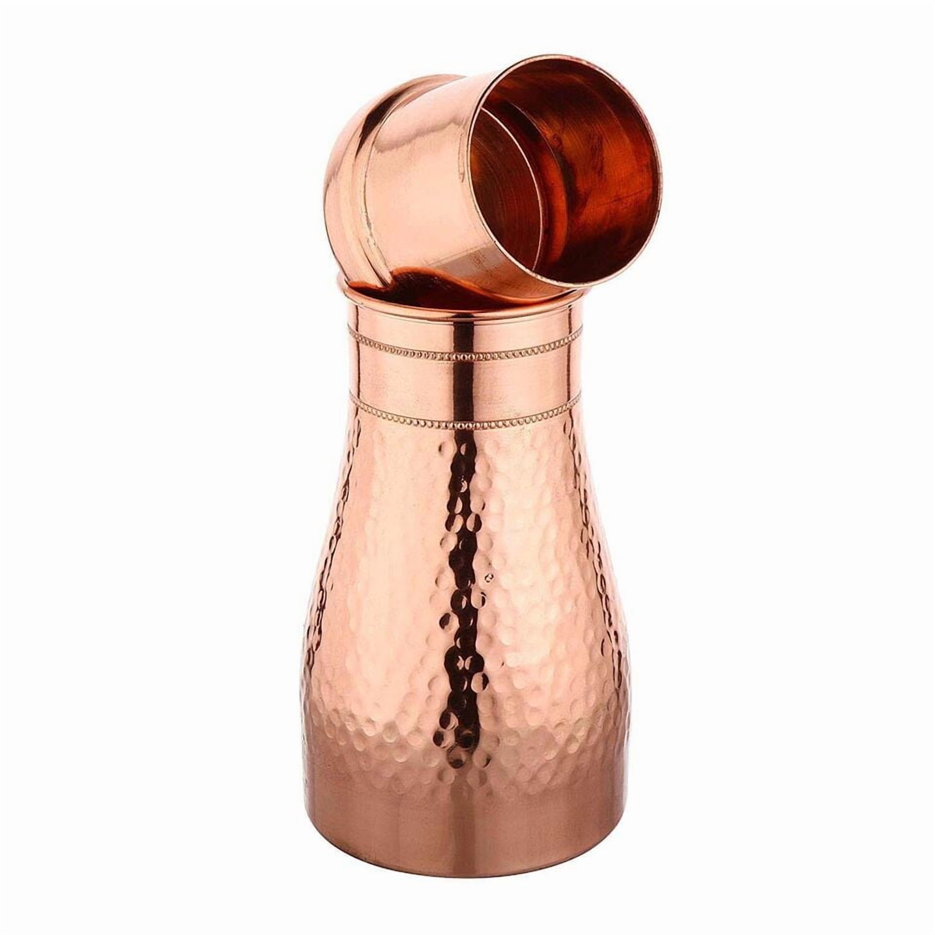 Pure Copper Hammered Bedroom Water Bottle Jar Tumbler Ayurveda Health Benefits 1000 ML