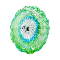 Fiore Hand Blown Art Glass Wall Décor with Floral Finial Centerpiece, Green 14" Diameter