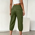 thumbnail image 4 of Hurxie Cargo Capri Pants for Women High Waisted Elastic Knit Waist Casual Capris Trousers Cropped Pants Army Green,2XL, 4 of 8