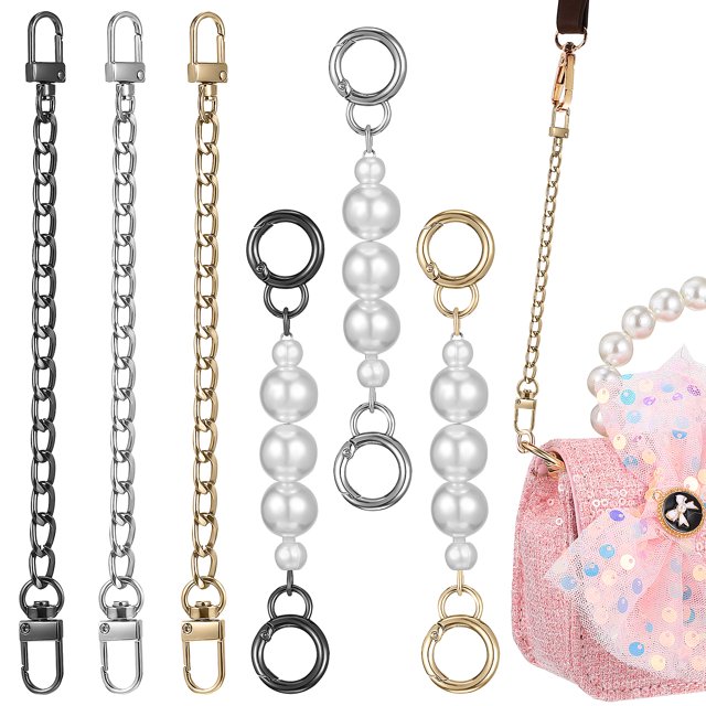 BRIGHTFUFU 6 uds. Cadenas para bolsos, monedero, cadenas de mango de repuesto con cierre para bolso DIY