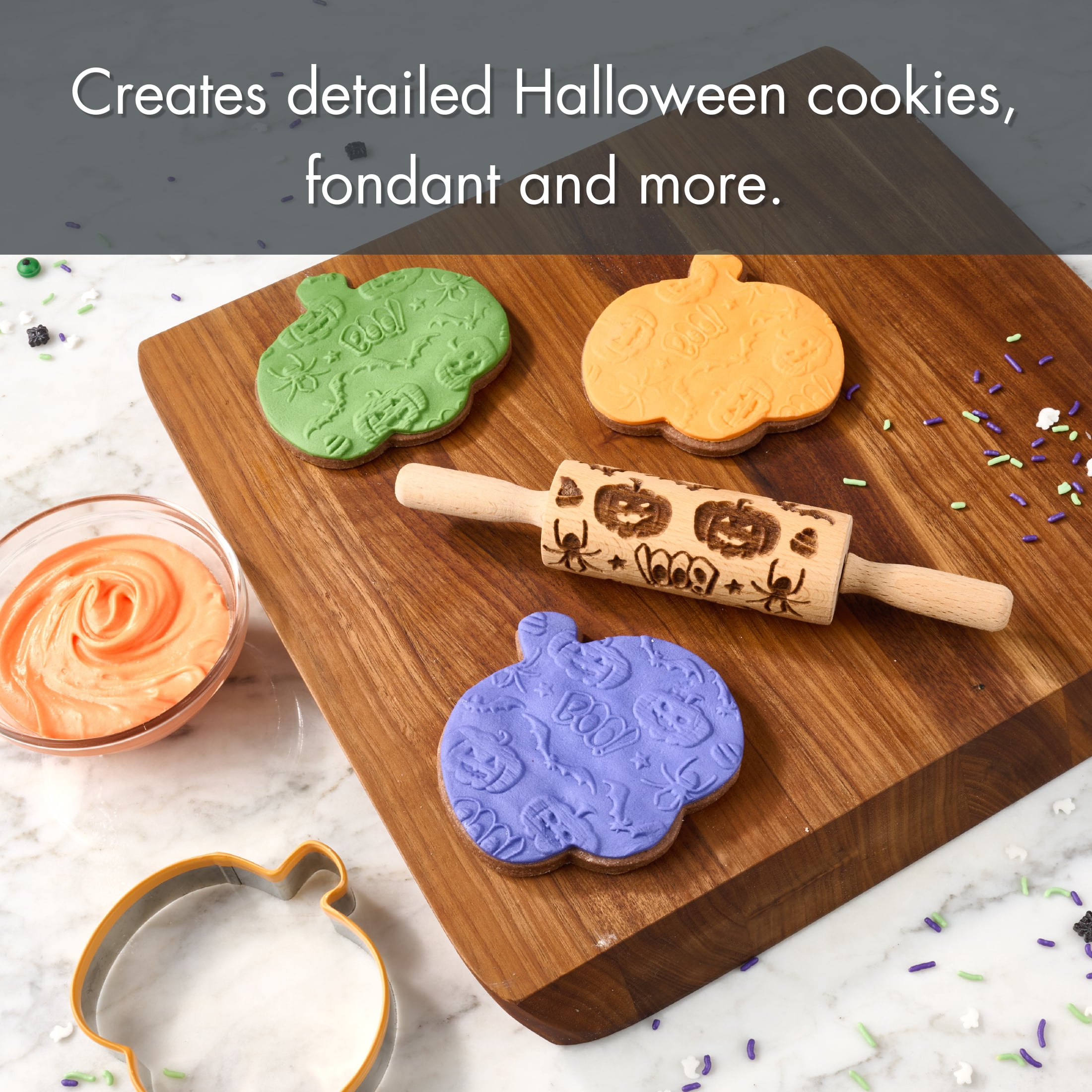 Way To Celebrate Halloween Engraved Wood Rolling Pin