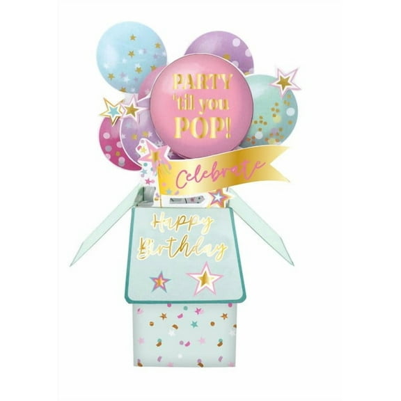 Pop-Up Birthday Card Balloons & Stars Design