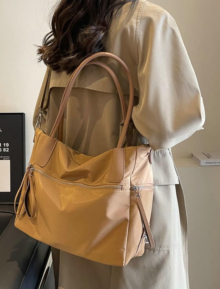 Zhengup Large Handbags for Women Top-Handle Purse Roomy Casual Shoulder Crossbody Bags Nylon Travel Working Tote Purse
